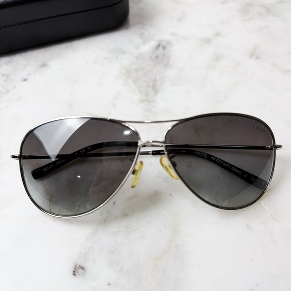 Coach Pilot Aviator Juliana Sunglasses Silver HC7017 L911 main image 5